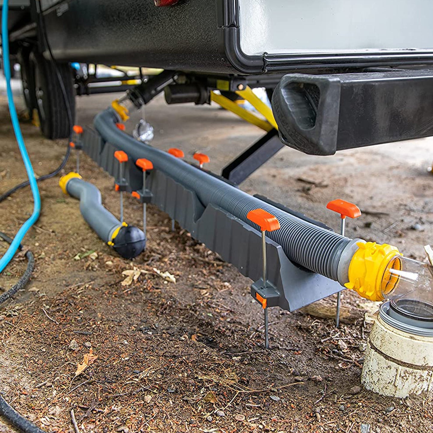 Camco 43071 Adjustable Stackable Sewer Hose Drain Support Kit for RV (6 Troughs) - Find Fresh Goods