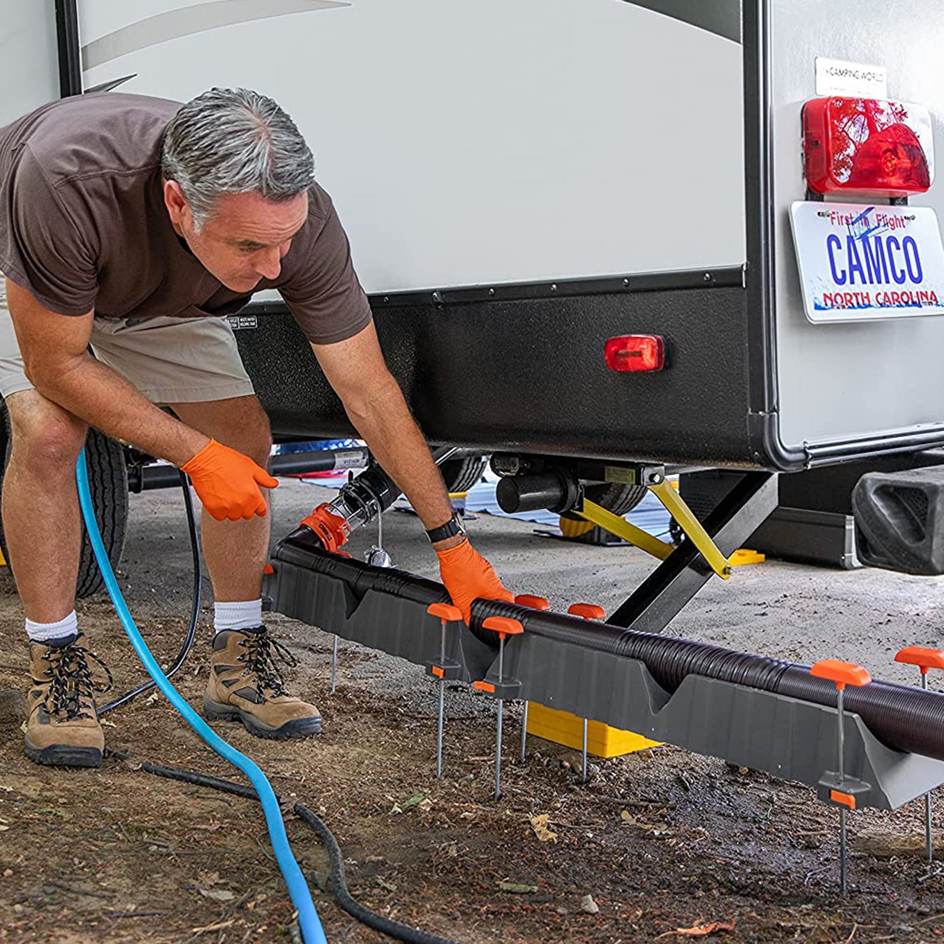 Camco 43071 Adjustable Stackable Sewer Hose Drain Support Kit for RV (6 Troughs) - Find Fresh Goods