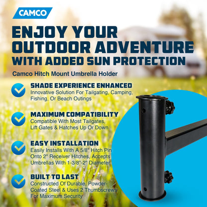 Camco Durable Alloy Steel Hitch Mount Umbrella Holder for Shaded Outdoor Events - Find Fresh Goods
