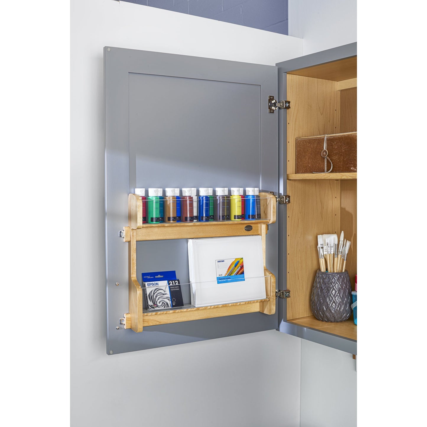 Rev-A-Shelf 21" In Door Mount Vanity 2-Tier Storage Rack Natural Maple, 4VR-21-1