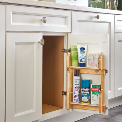 Rev-A-Shelf 21" In Door Mount Vanity 2-Tier Storage Rack Natural Maple, 4VR-21-1