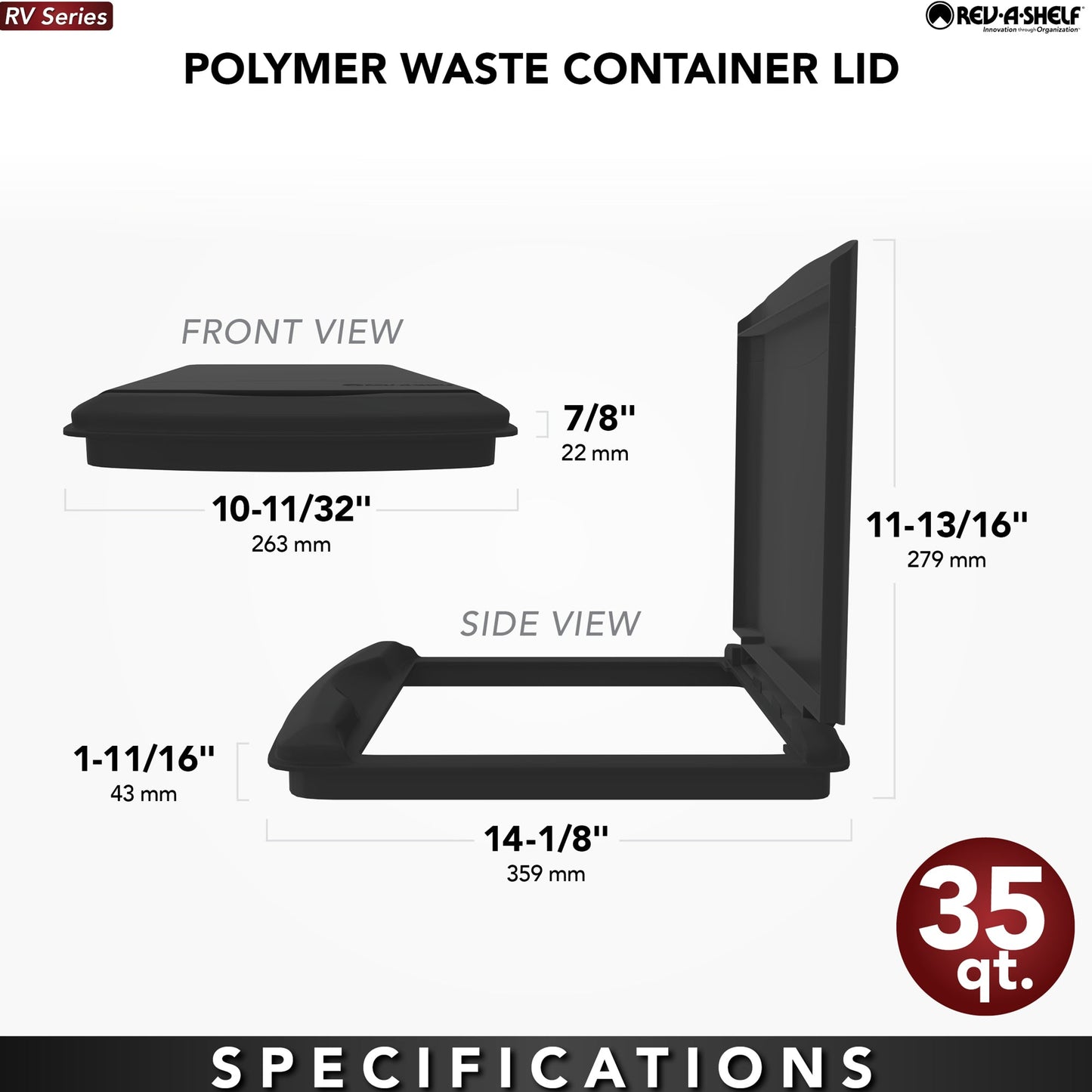 Rev-A-Shelf 35 qt. Trash Can Replacement Lid, Blue (Lid Only), RV-35-LID-22-1-40