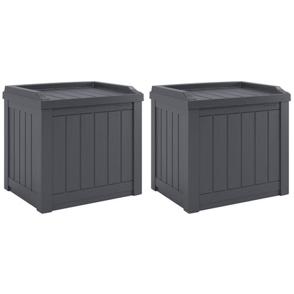 Suncast 22 Gal Outdoor Patio Small Deck Box w/Storage Seat, Cyberspace (2 Pack)