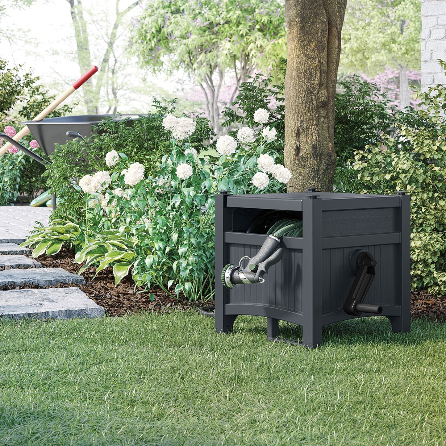 Suncast Hideaway 100 Ft Garden Hose Reel for 5/8 Inch Hoses, Cyberspace (4 Pack)