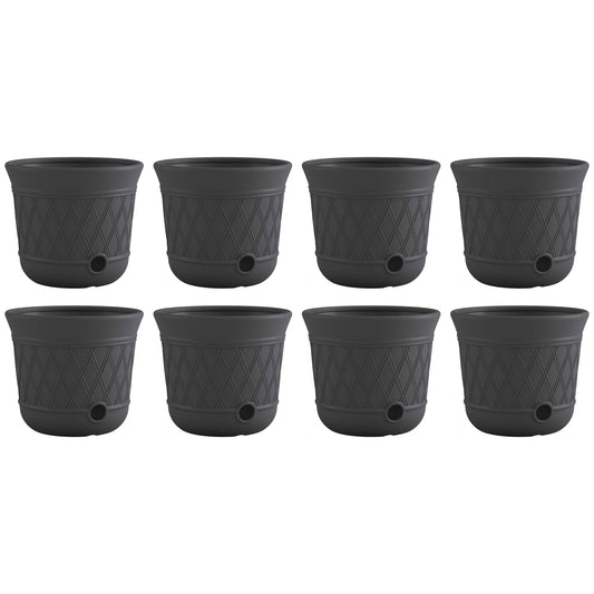 Suncast 14'' x 12" Decorative Hideaway Garden Hose Storage Pot, Gray (8 Pack)