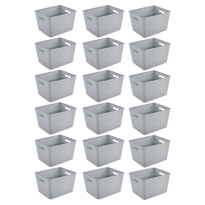 Sterilite 14"Lx8"H Woven Rectangular Tall Basket for Home Organization (18 Pack)