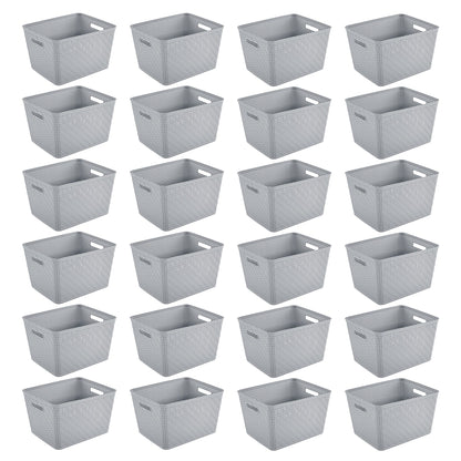Sterilite 14"Lx8"H Woven Rectangular Tall Basket for Home Organization (24 Pack)
