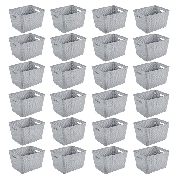 Sterilite 14"Lx8"H Woven Rectangular Tall Basket for Home Organization (24 Pack)