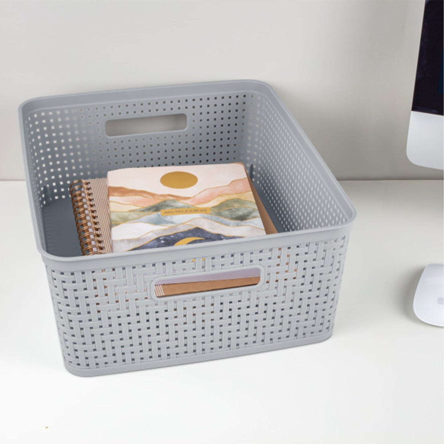 Sterilite 14'' x 11.5'' x 5'' Woven Rectangular Short Basket Organizer (12 Pack)