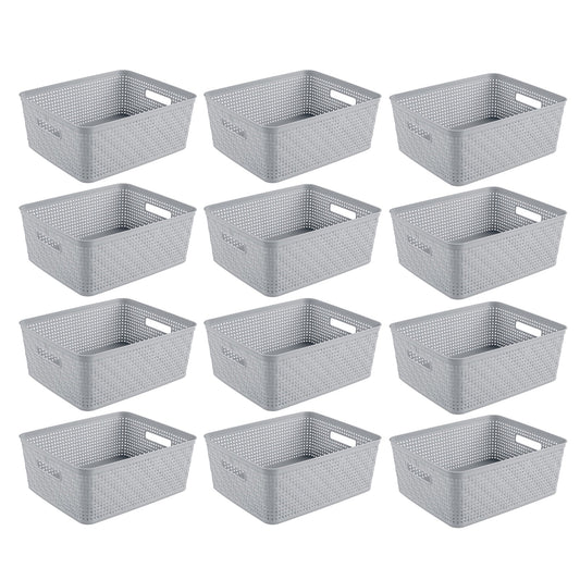 Sterilite 14'' x 11.5'' x 5'' Woven Rectangular Short Basket Organizer (12 Pack)