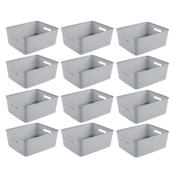 Sterilite 14'' x 11.5'' x 5'' Woven Rectangular Short Basket Organizer (12 Pack)