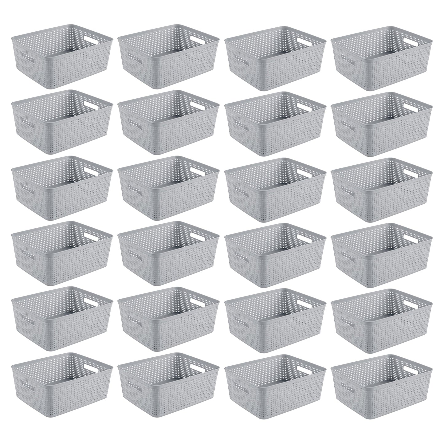 Sterilite 14'' x 11.5'' x 5'' Woven Rectangular Short Basket Organizer (24 Pack)