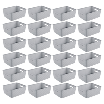 Sterilite 14'' x 11.5'' x 5'' Woven Rectangular Short Basket Organizer (24 Pack)