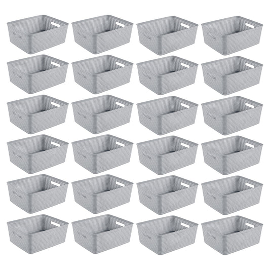 Sterilite 14'' x 11.5'' x 5'' Woven Rectangular Short Basket Organizer (24 Pack)