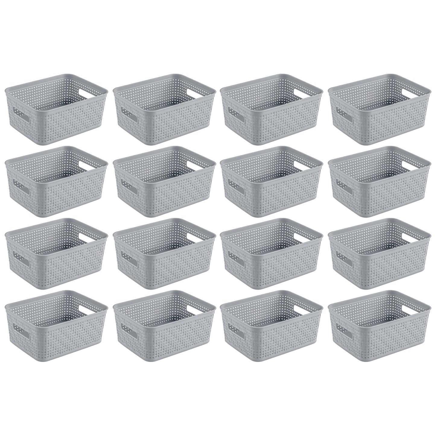 Sterilite 10x8x4.25 In Rectangular Short Basket for Home Organization (16 Pack)