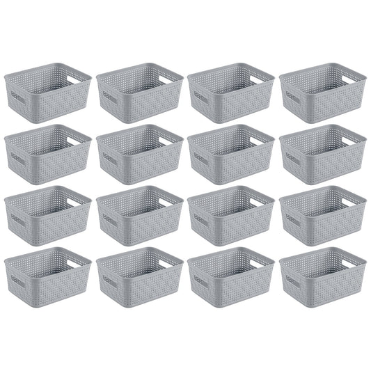 Sterilite 10x8x4.25 In Rectangular Short Basket for Home Organization (16 Pack)