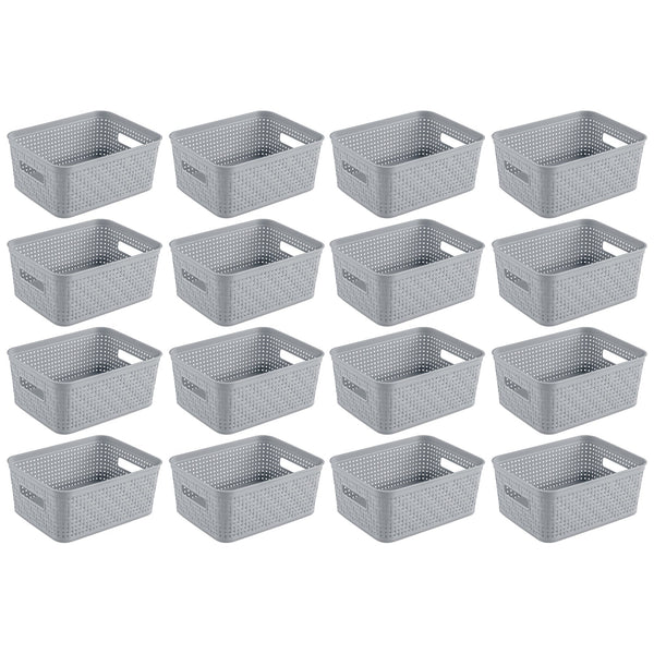 Sterilite 10x8x4.25 In Rectangular Short Basket for Home Organization (16 Pack)