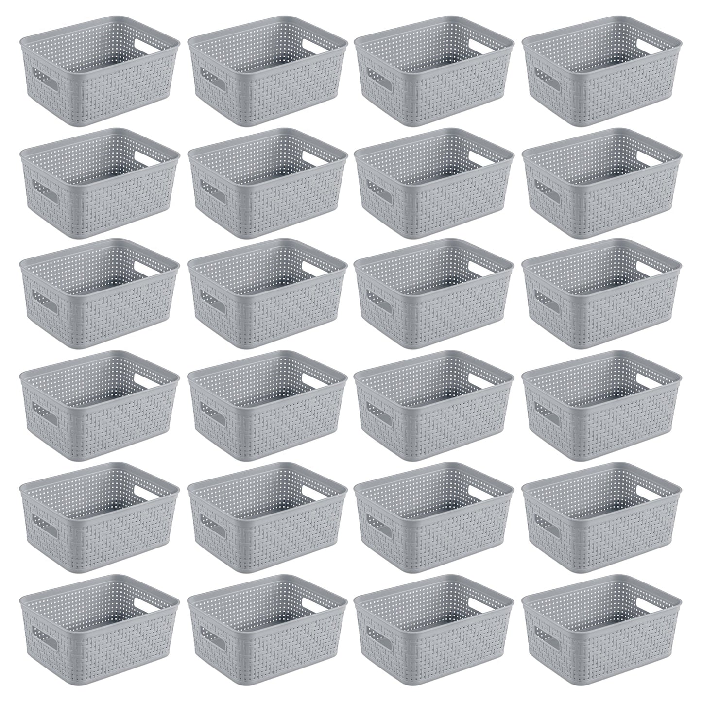 Sterilite 10x8x4.25 In Rectangular Short Basket for Home Organization (24 Pack)