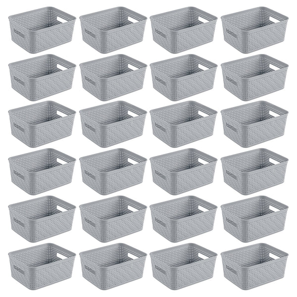 Sterilite 10x8x4.25 In Rectangular Short Basket for Home Organization (24 Pack)