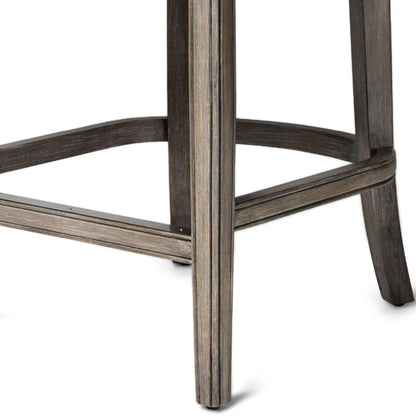 Maven Lane Hugo Counter Stool, Reclaimed Oak Finish & Ash Grey Fabric Upholstery