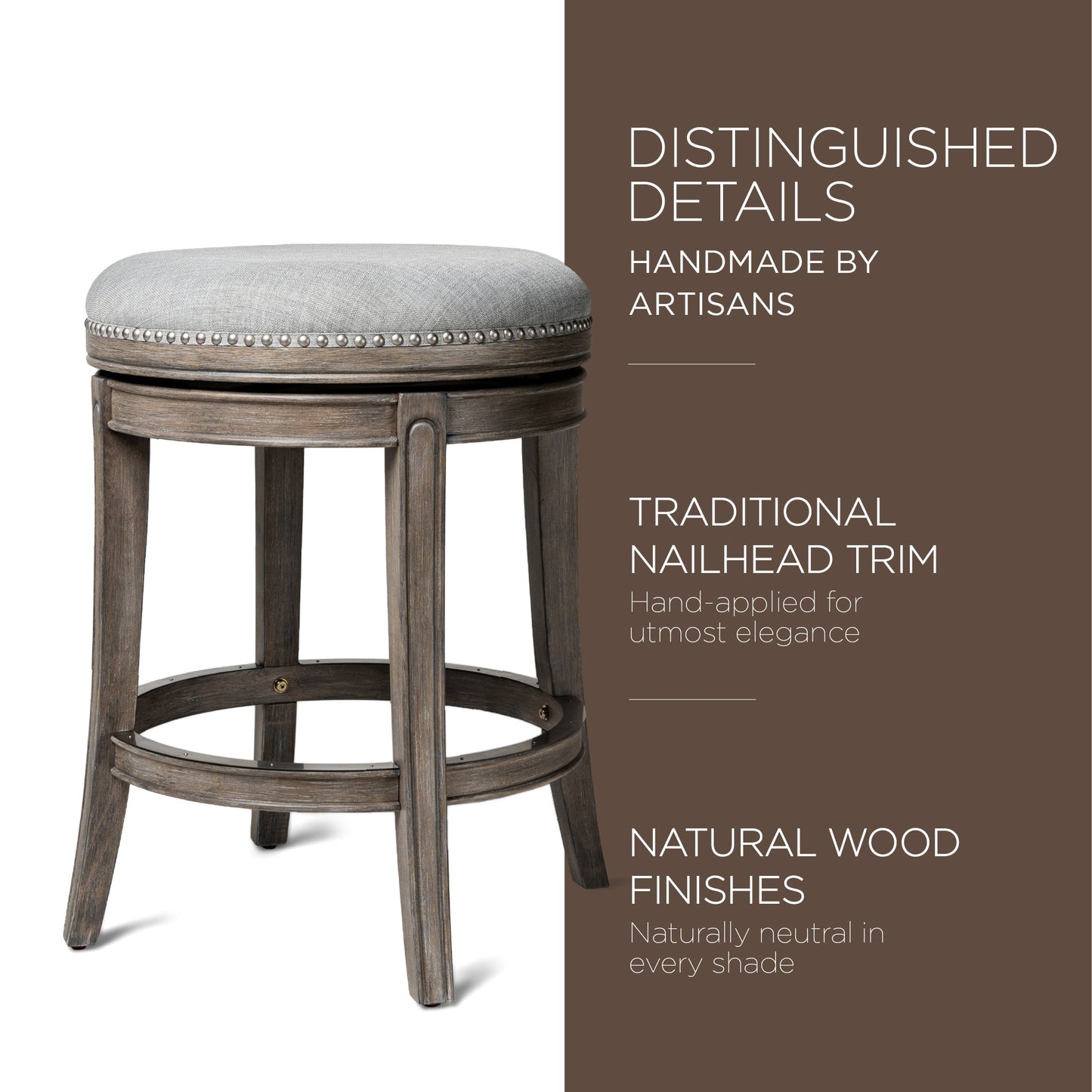 Maven Lane Alexander Backless Counter Stool, Reclaimed Oak w/ Ash Grey, Set of 3