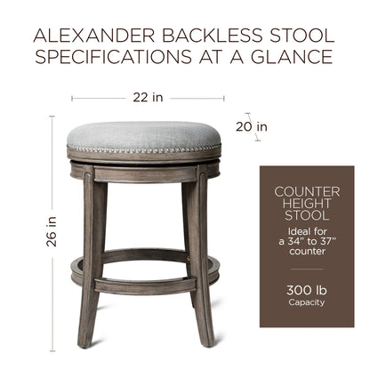 Maven Lane Alexander Backless Counter Stool, Reclaimed Oak w/ Ash Grey, Set of 3