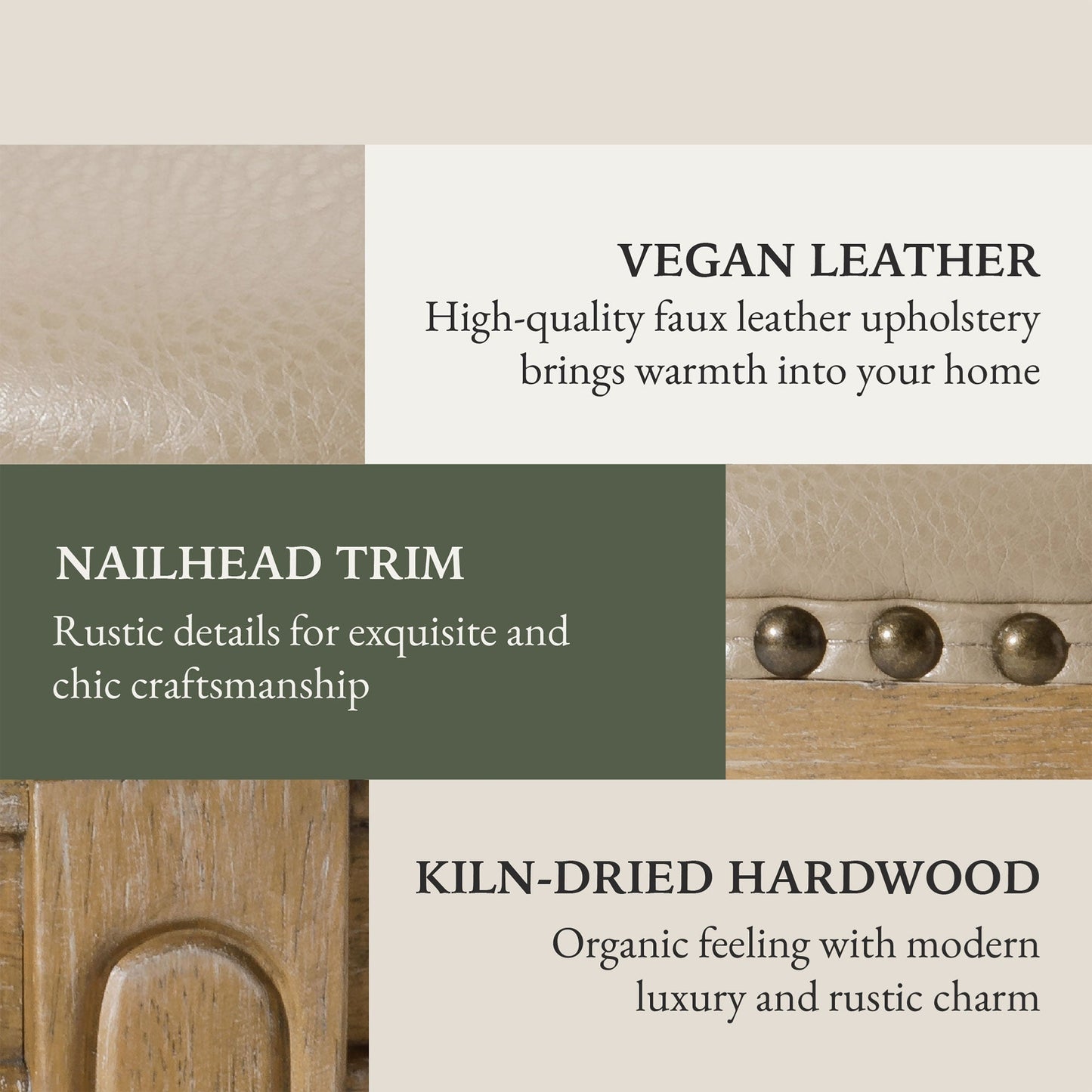 Maven Lane Alexander Bar Stool, Weathered Oak Finish w/ Avanti Bone Vegan Leather