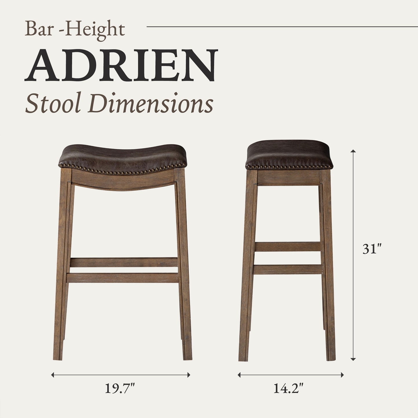 Maven Lane Adrien Saddle Barstool in Walnut Finish w/ Marksman Saddle Vegan Leather