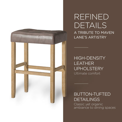 Carte: A La Carte Home Harper Bar Stool Weathered Oak Wood w/ Grey Vegan Leather, Set of 2