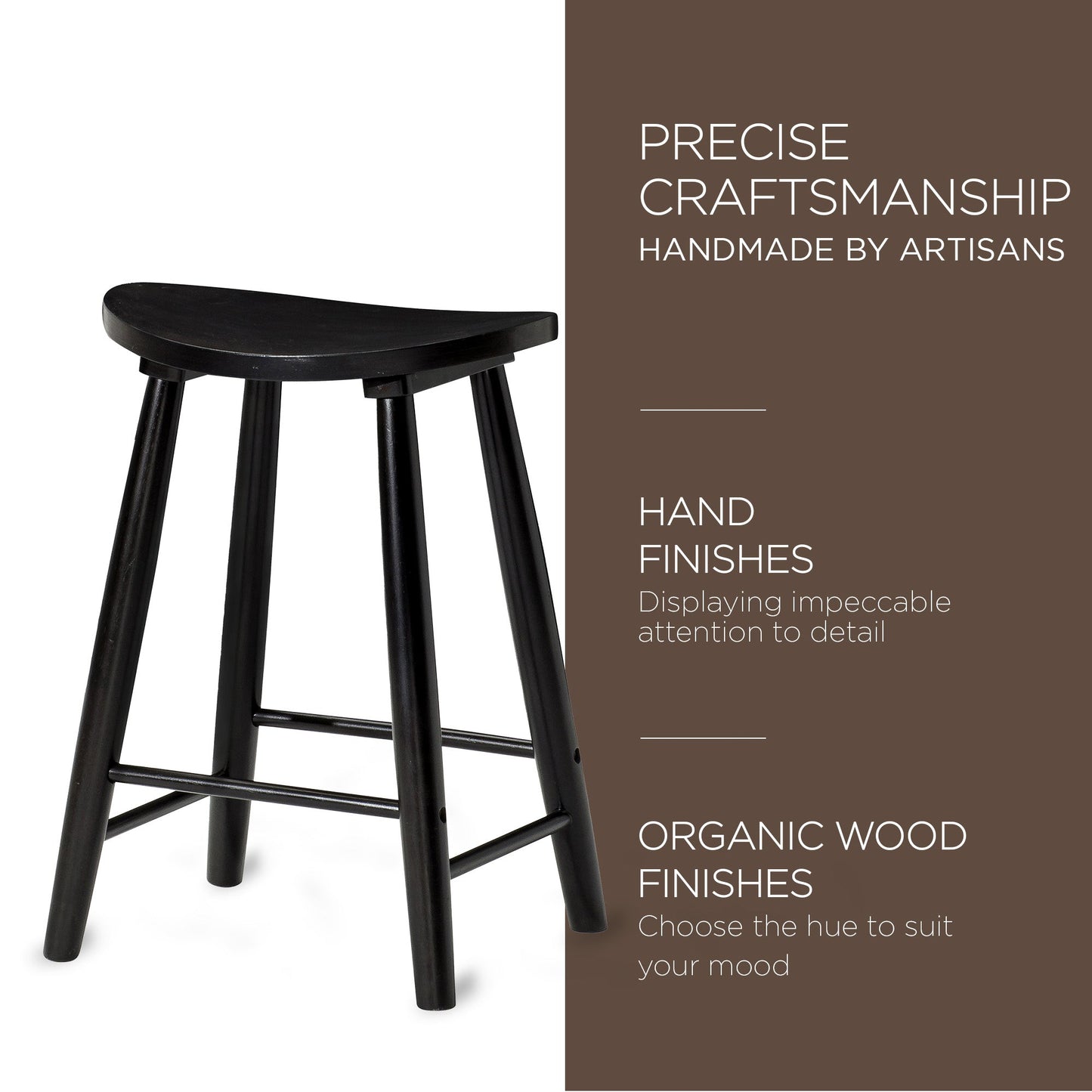 Maven Lane Luna Counter Stool in Rustic Black Wood Finish