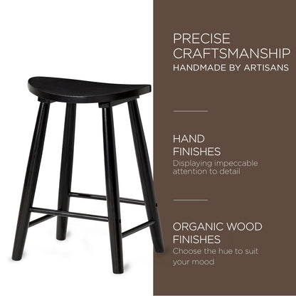 Maven Lane Luna Counter Stool in Rustic Black Wood Finish