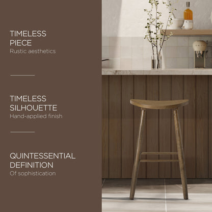 Maven Lane Luna Bar Stool in Rustic Natural Wood Finish