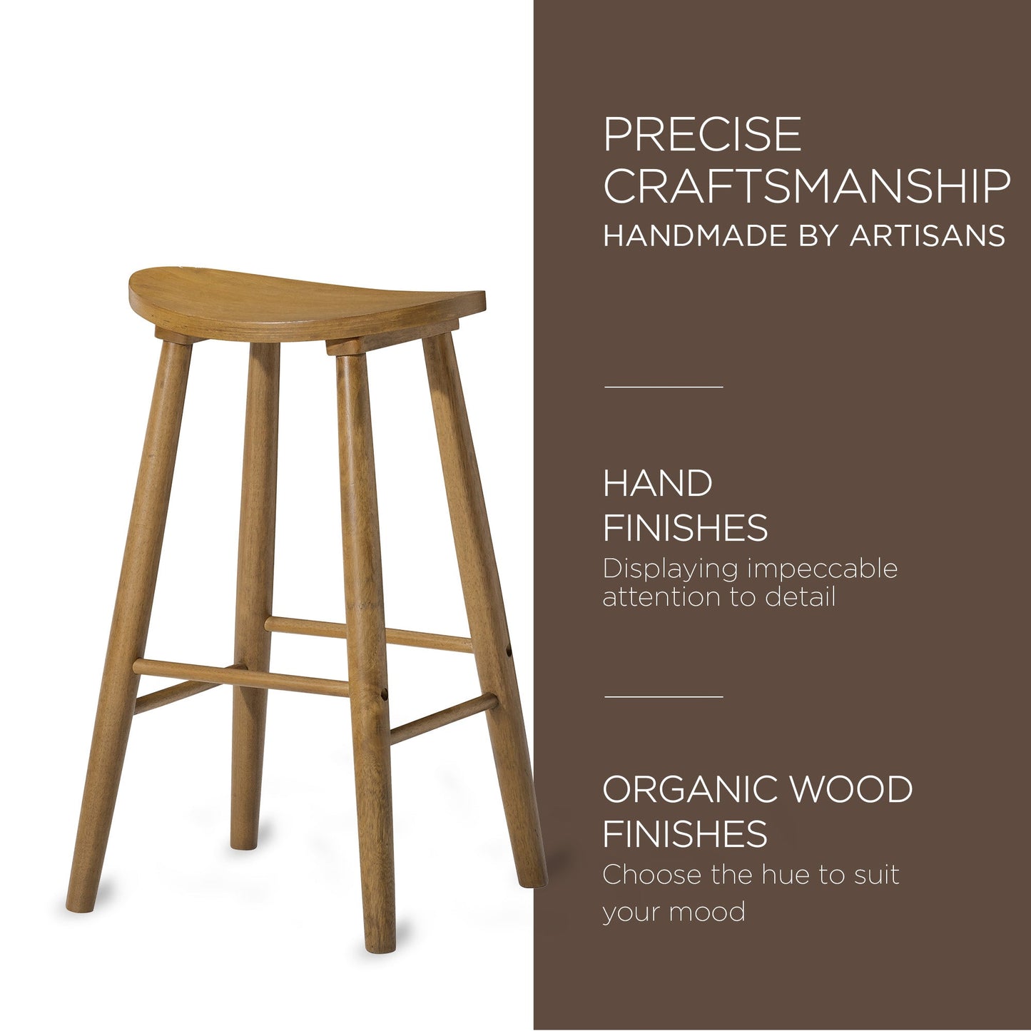 Maven Lane Luna Bar Stool in Rustic Natural Wood Finish