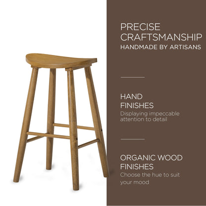 Maven Lane Luna Bar Stool in Rustic Natural Wood Finish