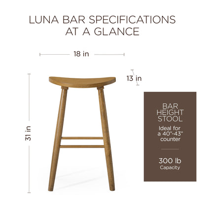 Maven Lane Luna Bar Stool in Rustic Natural Wood Finish