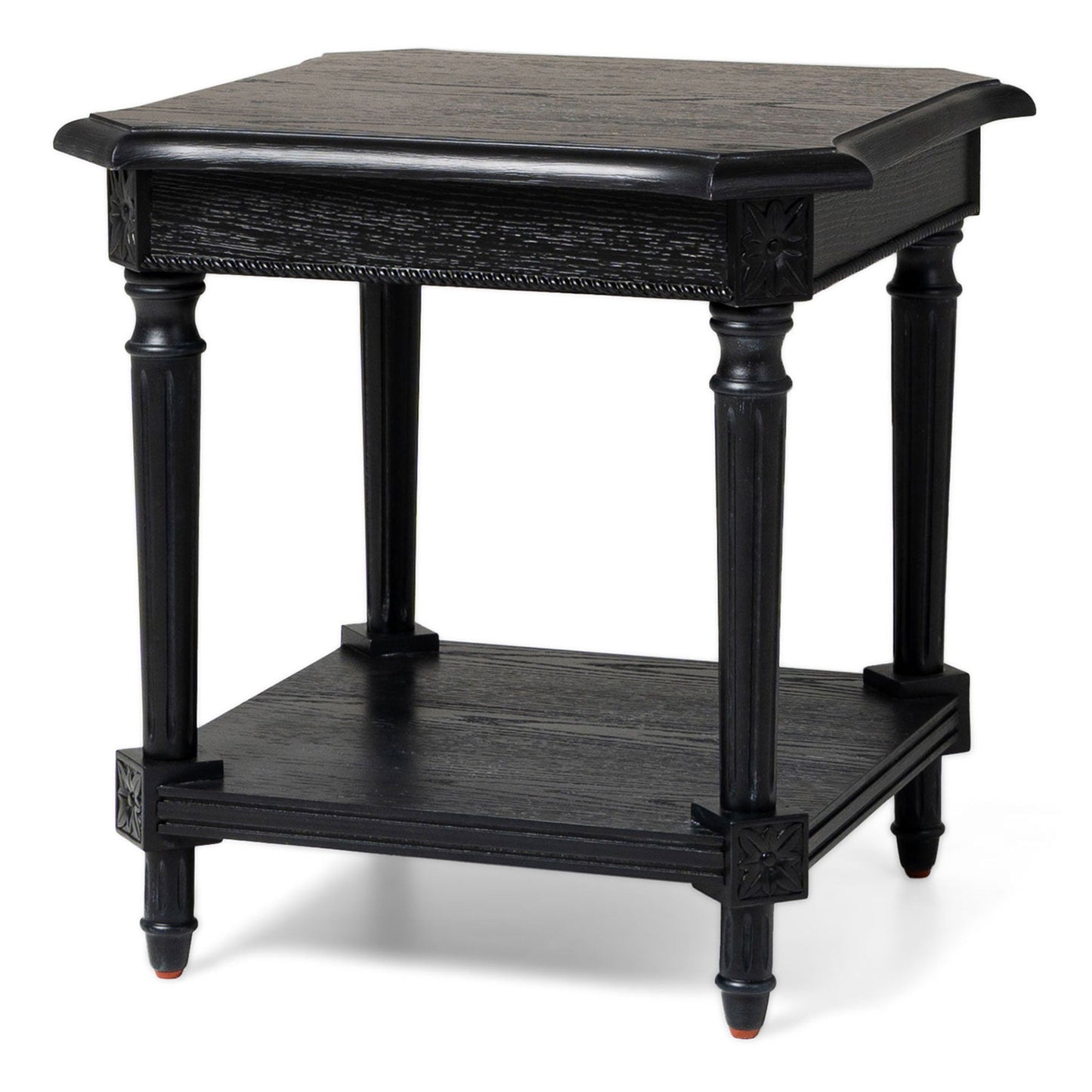 Maven Lane Pullman Traditional Square Wooden Side Table, Black, Set of 3