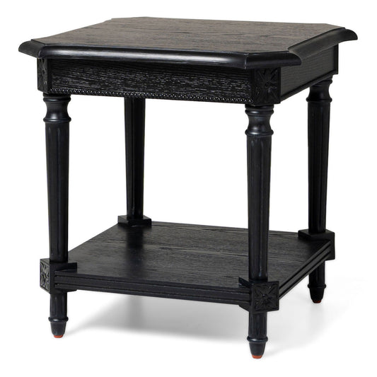 Maven Lane Pullman Traditional Square Wooden Side Table, Black, Set of 3