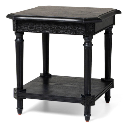 Maven Lane Pullman Traditional Square Wooden Side Table, Black, Set of 4