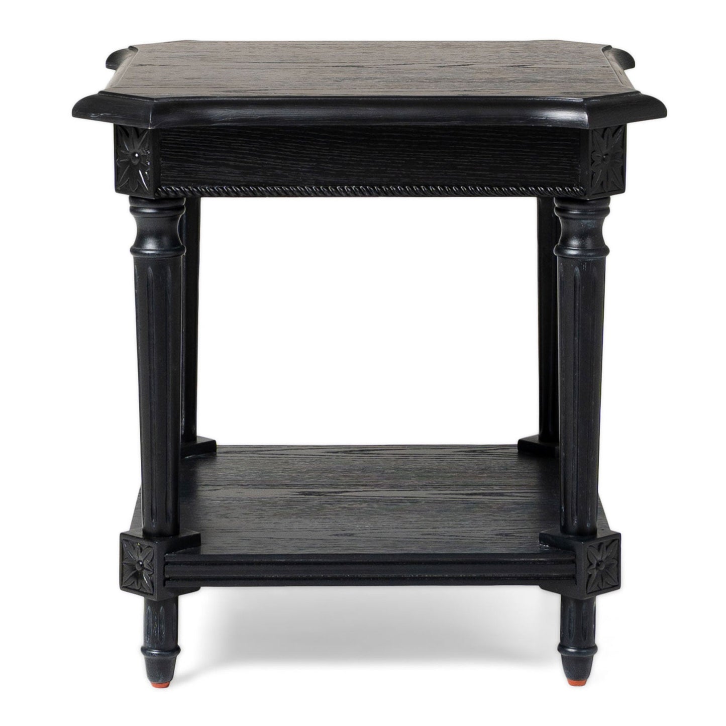 Maven Lane Pullman Traditional Square Wooden Side Table, Black, Set of 4