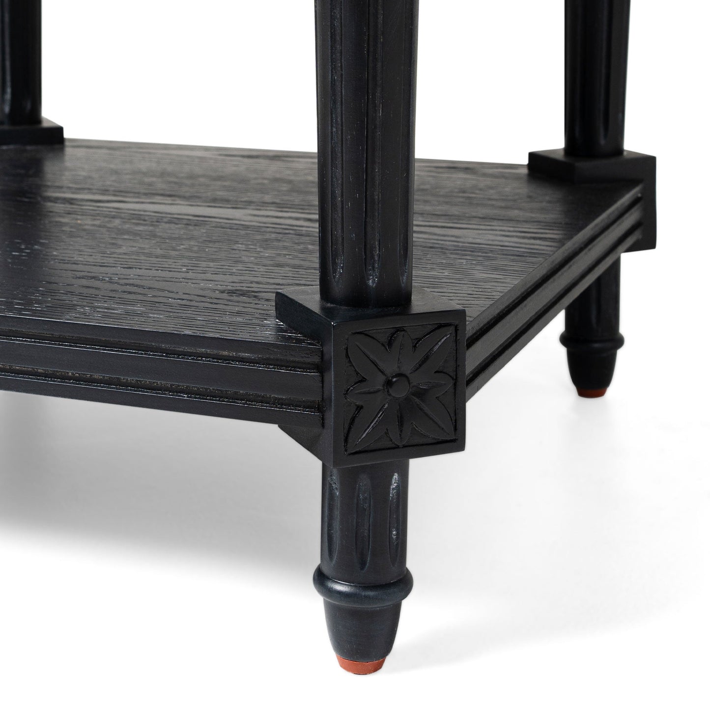 Maven Lane Pullman Traditional Square Wooden Side Table, Black, Set of 3