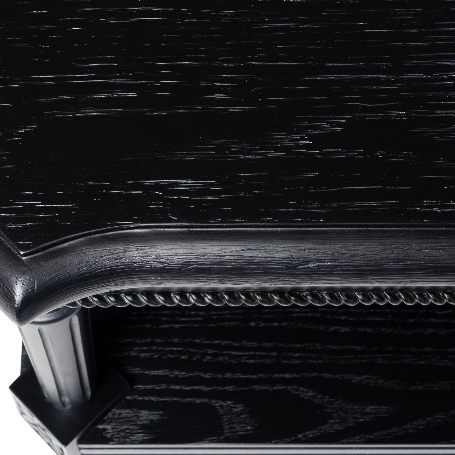 Maven Lane Pullman Traditional Square Wooden Side Table, Black, Set of 3