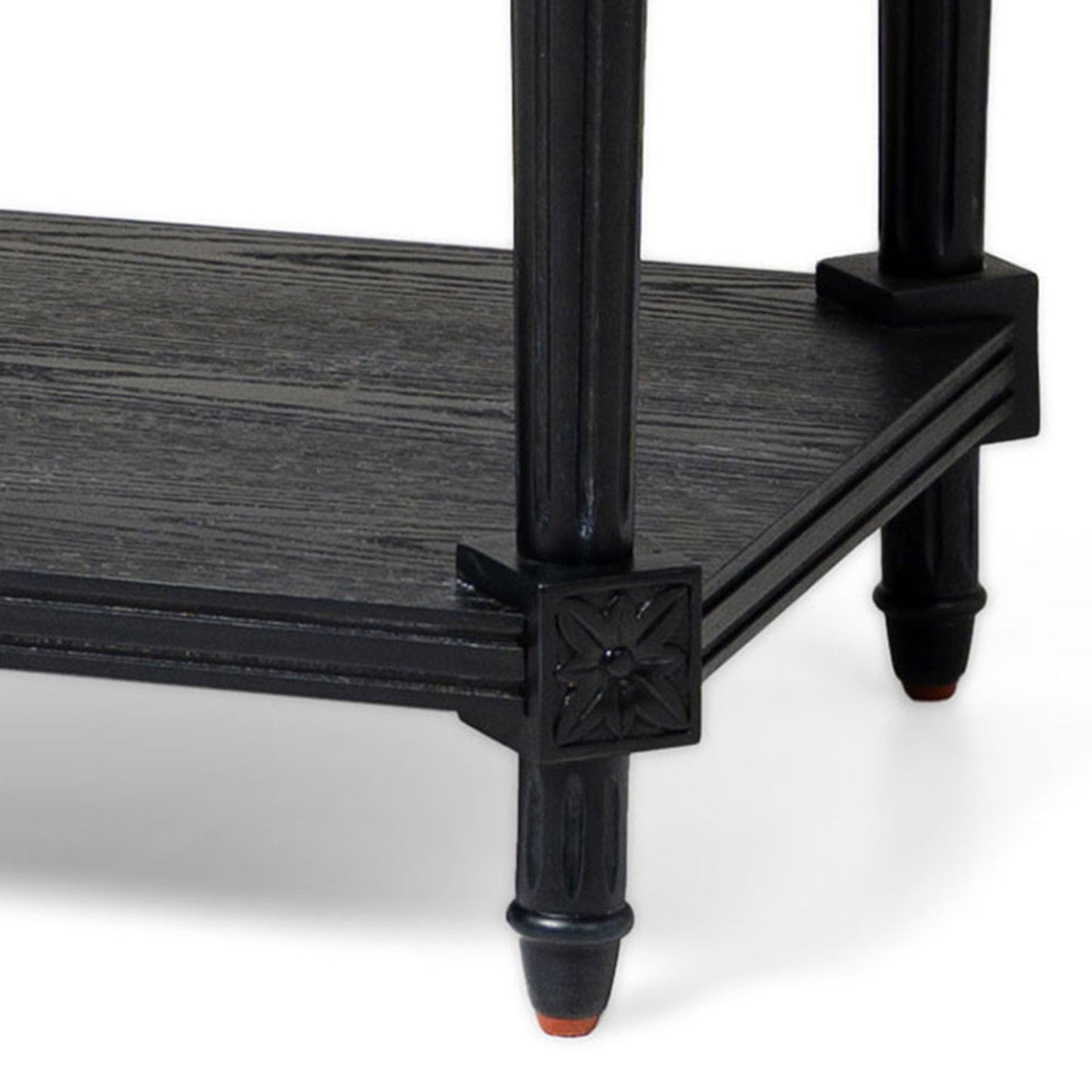 Maven Lane Pullman Traditional Square Wooden Side Table, Antiqued Black Finish