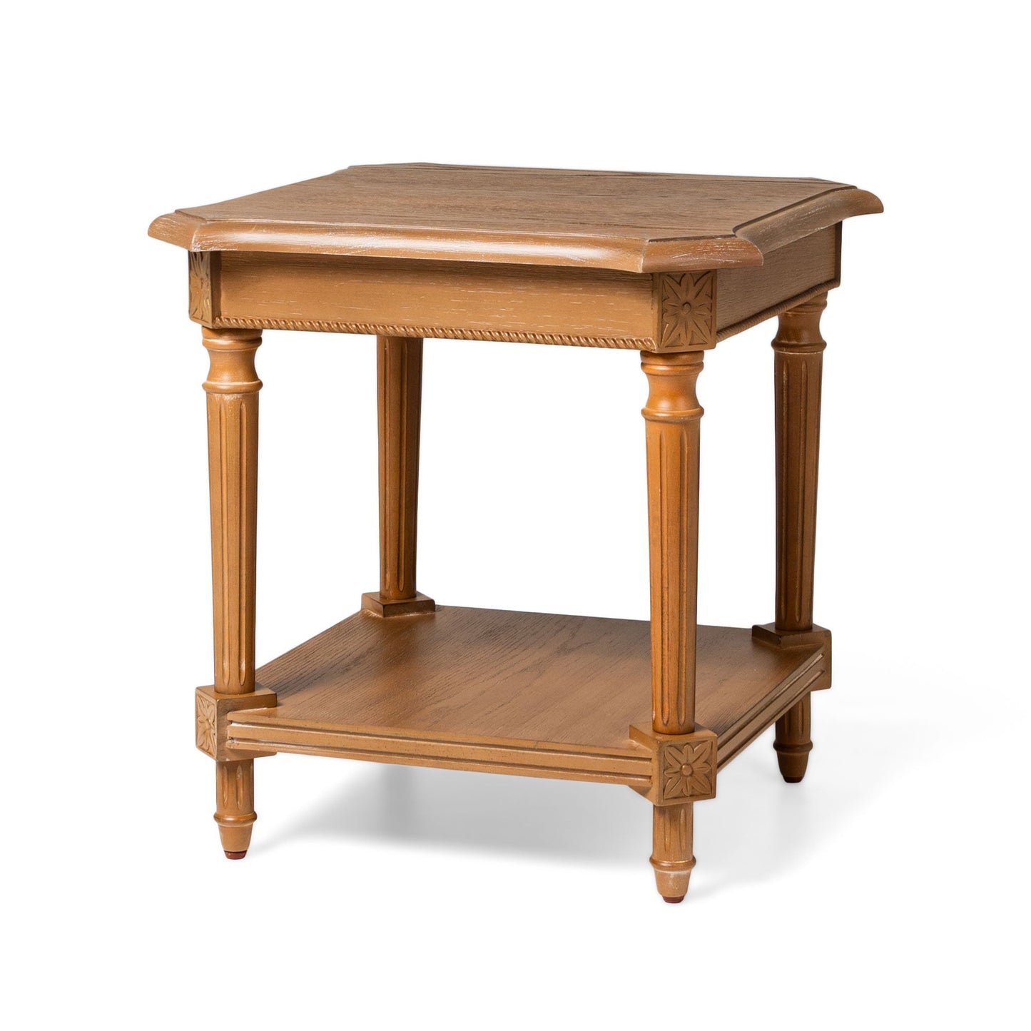 Maven Lane Pullman Traditional Square Wooden Side Table, Antiqued, Set of 3