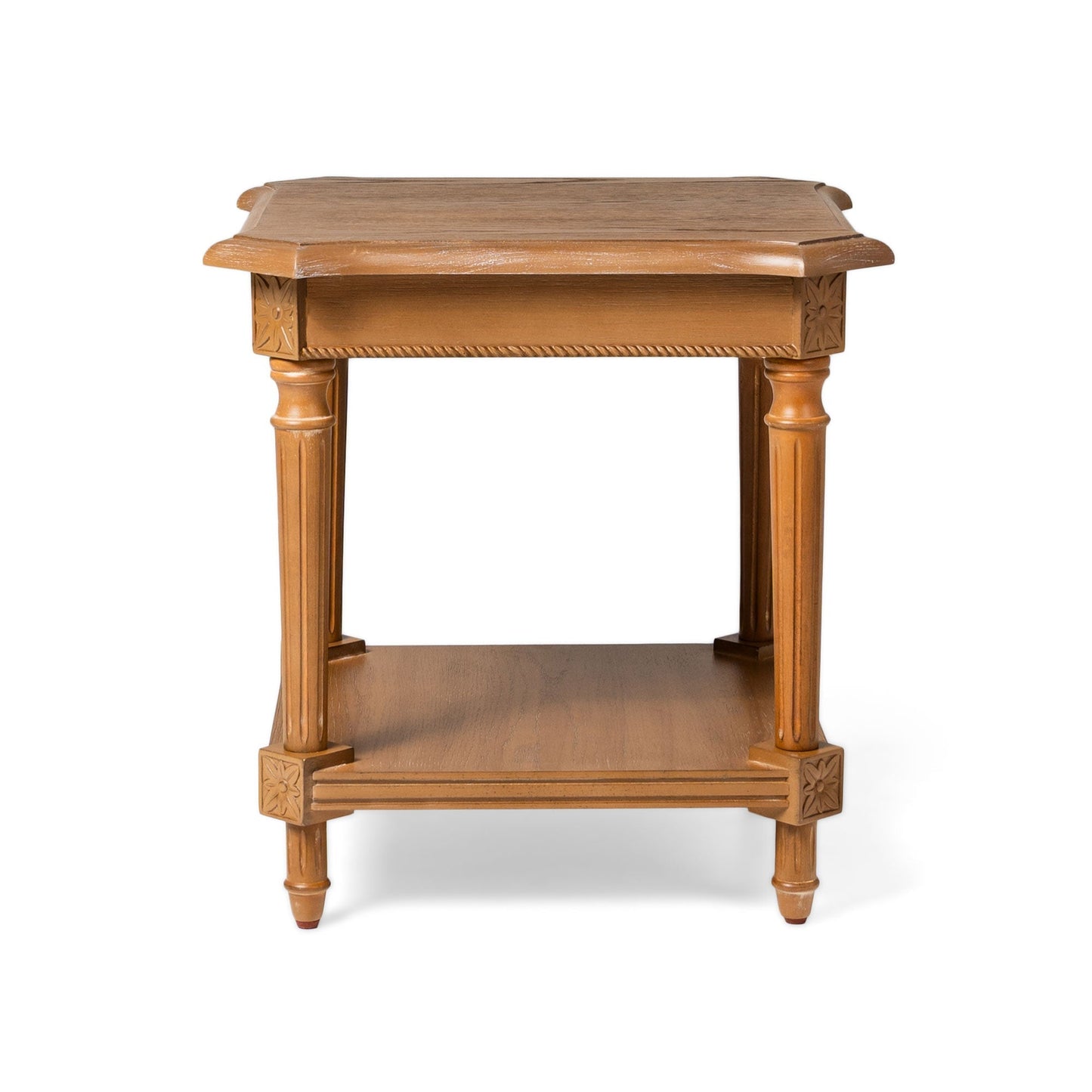 Maven Lane Pullman Traditional Square Wooden Side Table, Antiqued, Set of 3