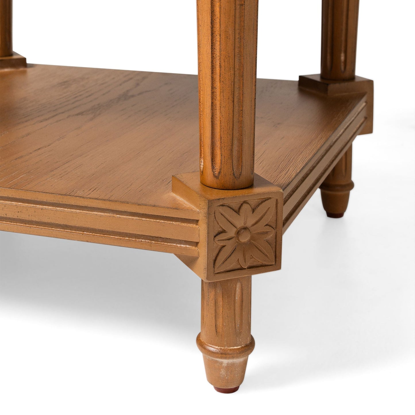 Maven Lane Pullman Traditional Square Wooden Side Table, Antiqued, Set of 3