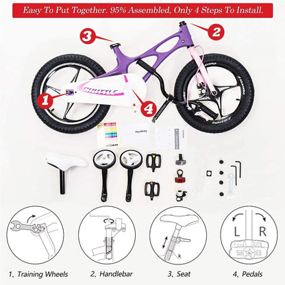 RoyalBaby Space Shuttle 14" Magnesium Alloy Kids Bike w/ Training Wheels, Purple
