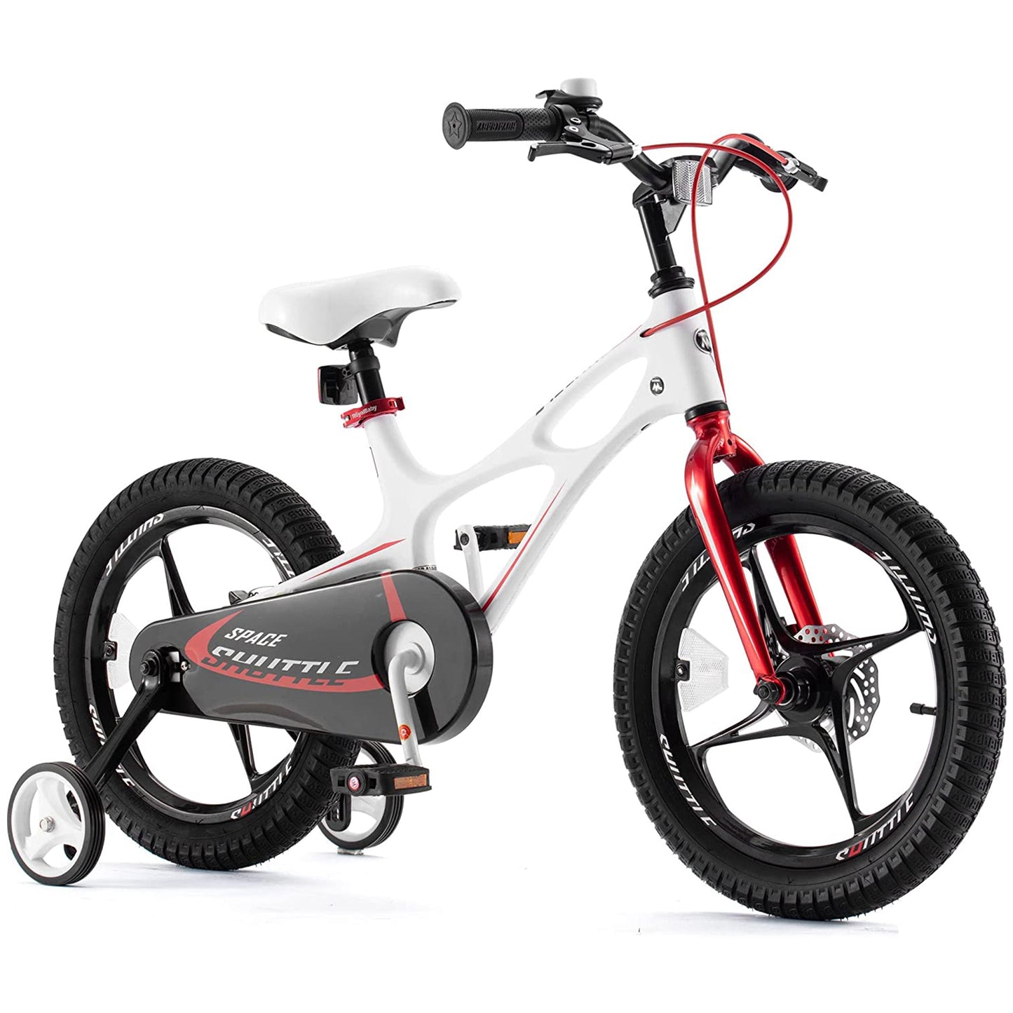 RoyalBaby Space Shuttle 14" Magnesium Alloy Kids Bike w/Training Wheels, White