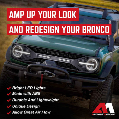 AMERICAN MODIFIED Grille with Lights for 21-24 Ford Bronco with Front Camera