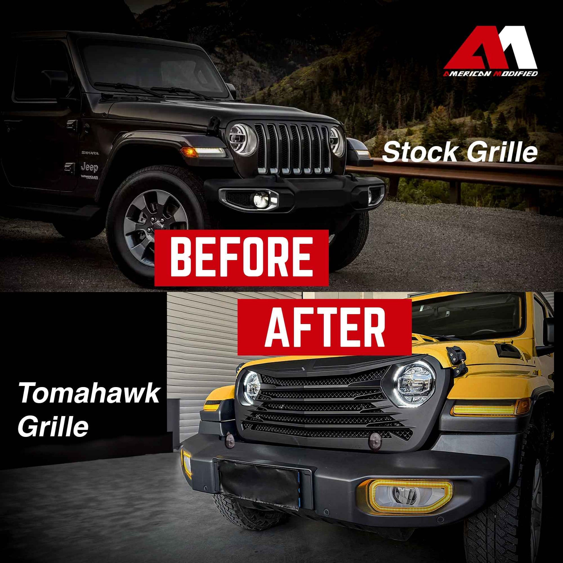 AMERICAN MODIFIED Tomahawk Grille for 2018-2023 Jeep Wrangler JL & Gladiator JT