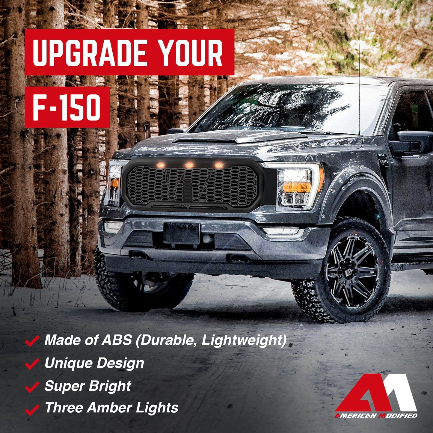 AMERICAN MODIFIED Raptor Style Front Grille w/Lights for 2021-2023 Ford F150 - Find Fresh Goods